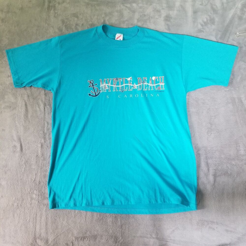 NWOT VINTAGE Myrtle Beach South Carolina SC Blue Unisex Tshirt Size XL 1995